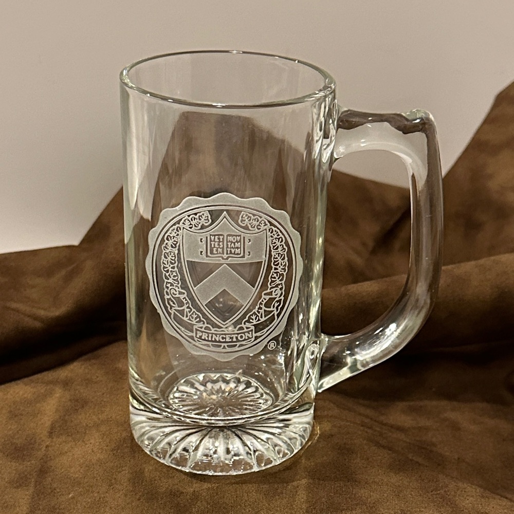 Princeton University glass beer mug featuring the official university seal